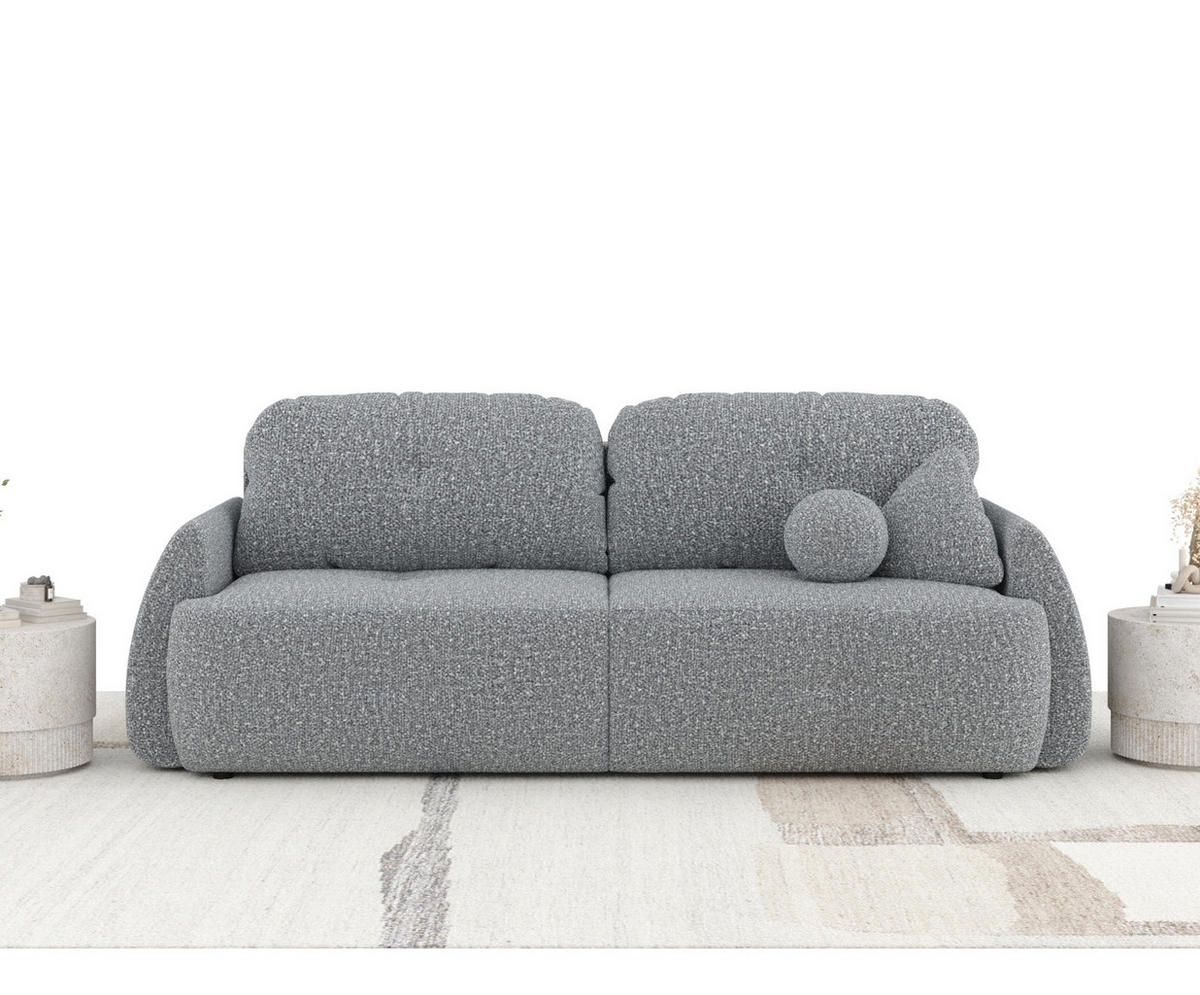SCHLAFSOFA Loca Grau Plüschstoff - Schwarz/Grau, Holz/Holzwerkstoff (248/92/103cm) - Maison de Reve