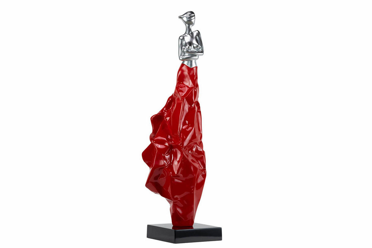 SKULPTUR Rot 24/88 cm - Rot/Silberfarben, Stein (5.85/88/24cm) - KUNSTLOFT