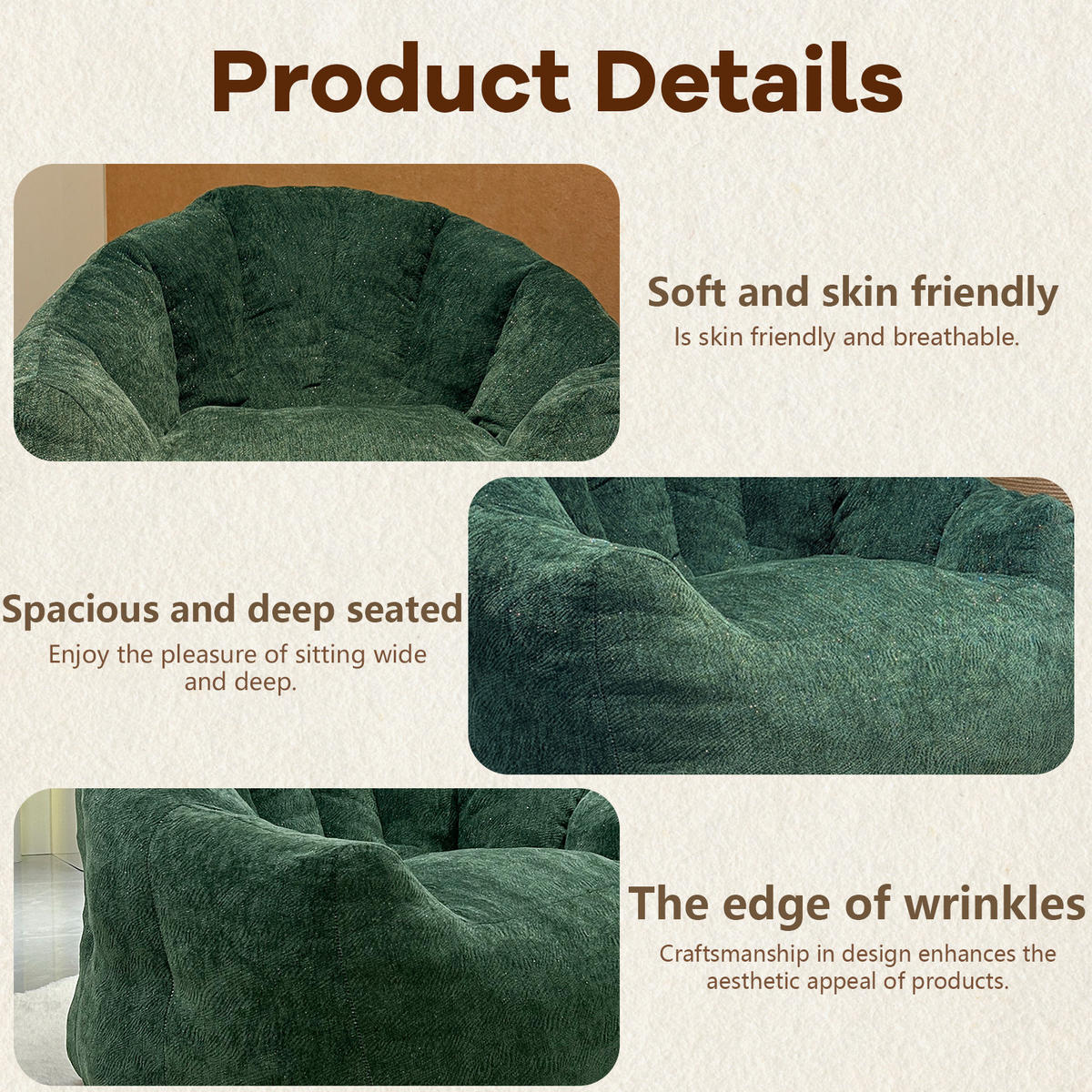 SESSEL aus Flanell mit ergonomischer Bärentatzen-Form - Grün, Textil (86.3/64.7/99cm) - Urban Meuble