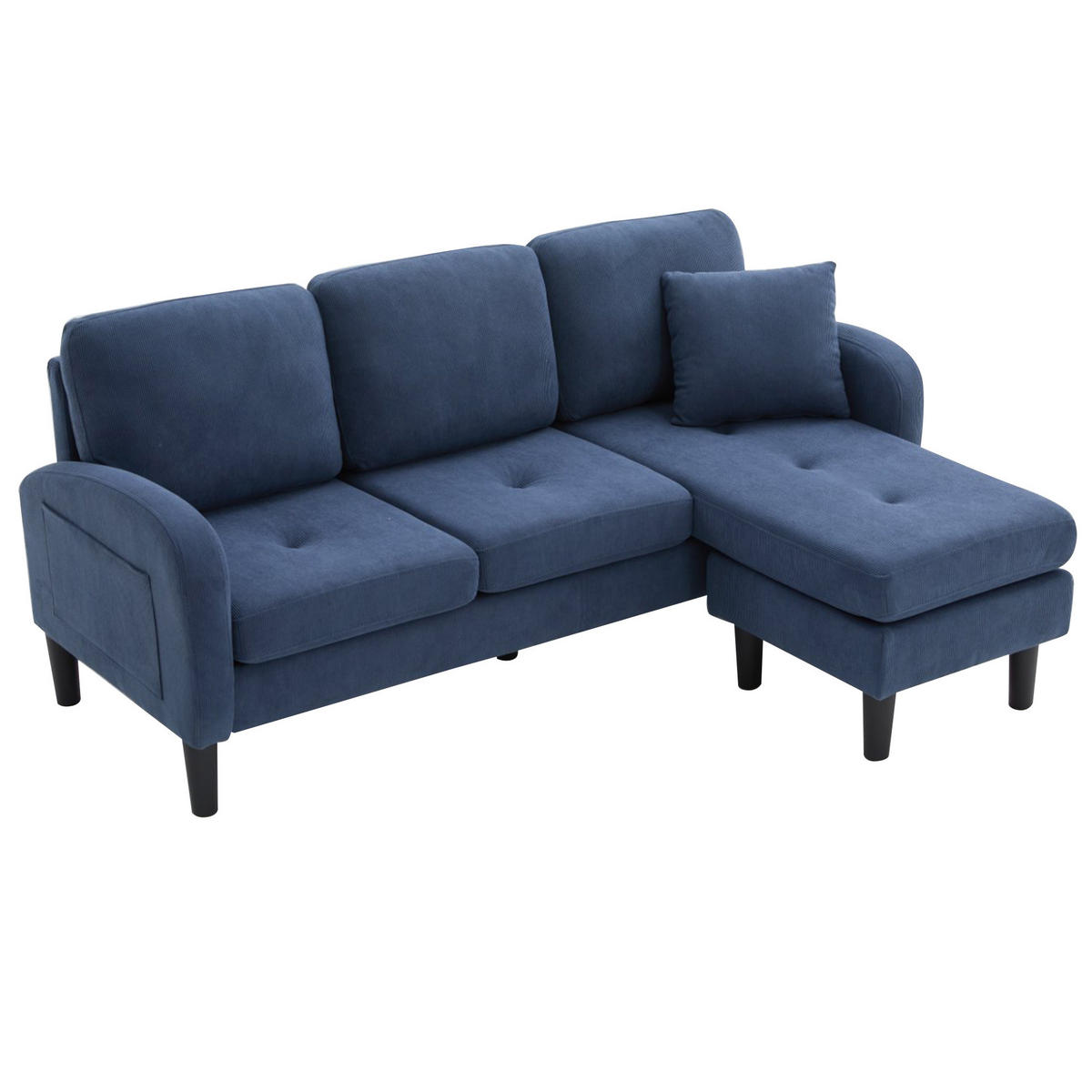 ECKSOFA 166/118/77 cm Blau aus Cordstoff mit Chaiselongue - Blau, Textil (118/166cm) - OKMYHOME