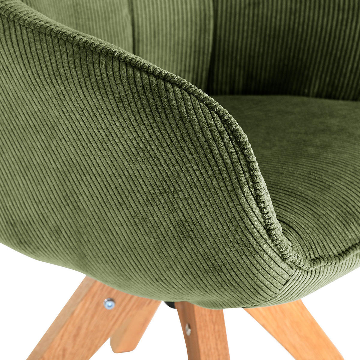 DREHBARER ARMLEHNENSTUHL - 2er-Set - Cord - Grün, Holz/Textil (60/83/65cm) - home24