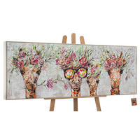 GEMÄLDE Giraffen Schattenfugenrahmen Beige 150x50 cm - Beige, Holz (150/50cm) - YS-art gallery