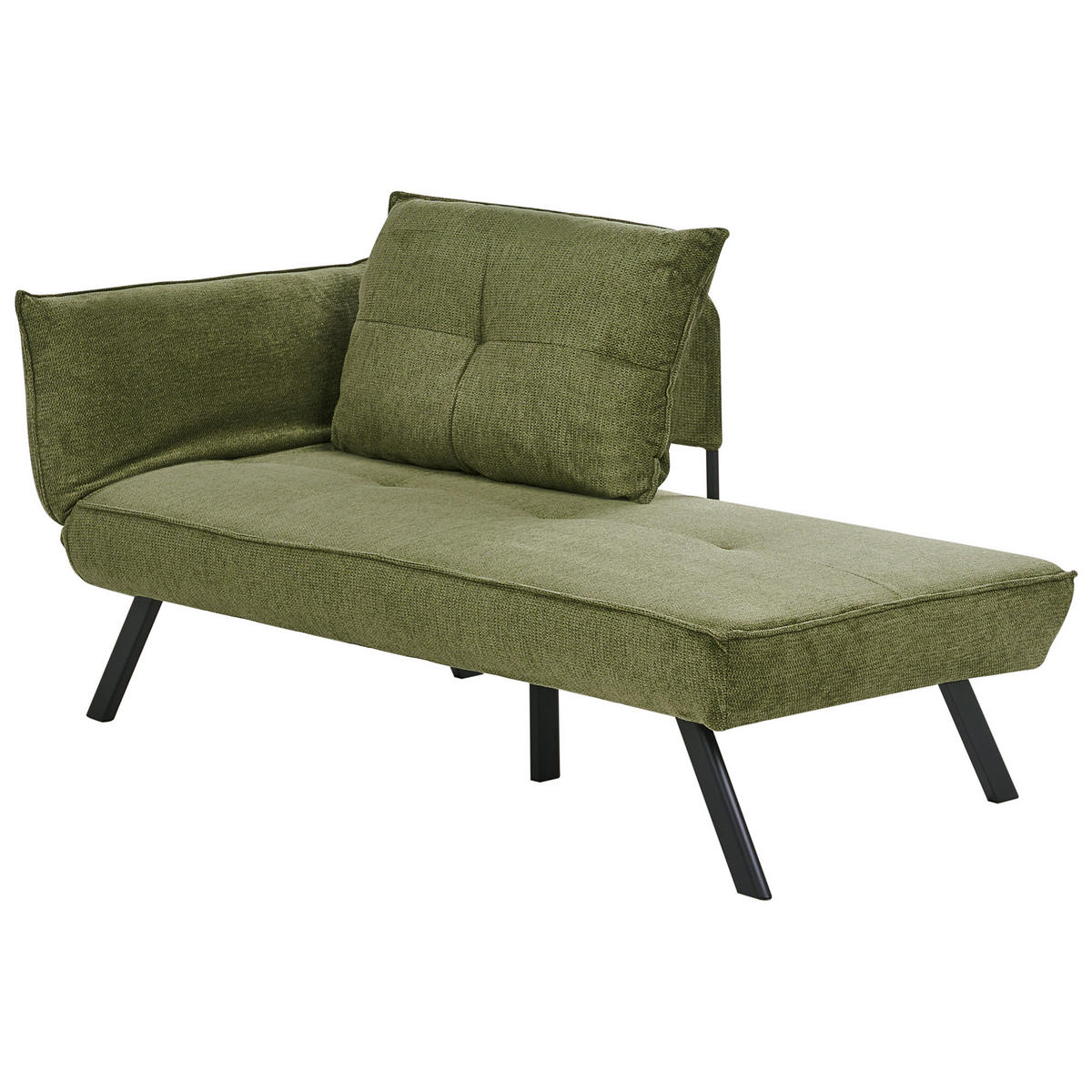 CHAISELONGUE-LINKSSEITIGE Stoff Grün Rocamadour - Schwarz/Grün, Textil (150/83/72cm) - Beliani