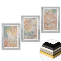 WANDBILDER 3er Set - 20x30 cm Silberner Rahmen - Abstrakte Pastellmuster - Silberfarben, Kunststoff (20/30cm) - ArtPrintCave