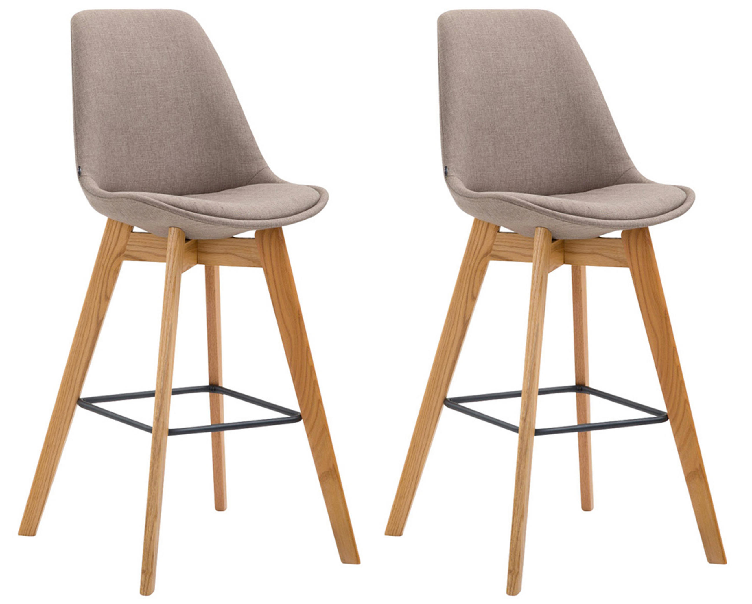 BARHOCKER 2er Set Meta Stoff natura taupe - Taupe, Holz/Textil (48/112/56cm) - TPFLiving