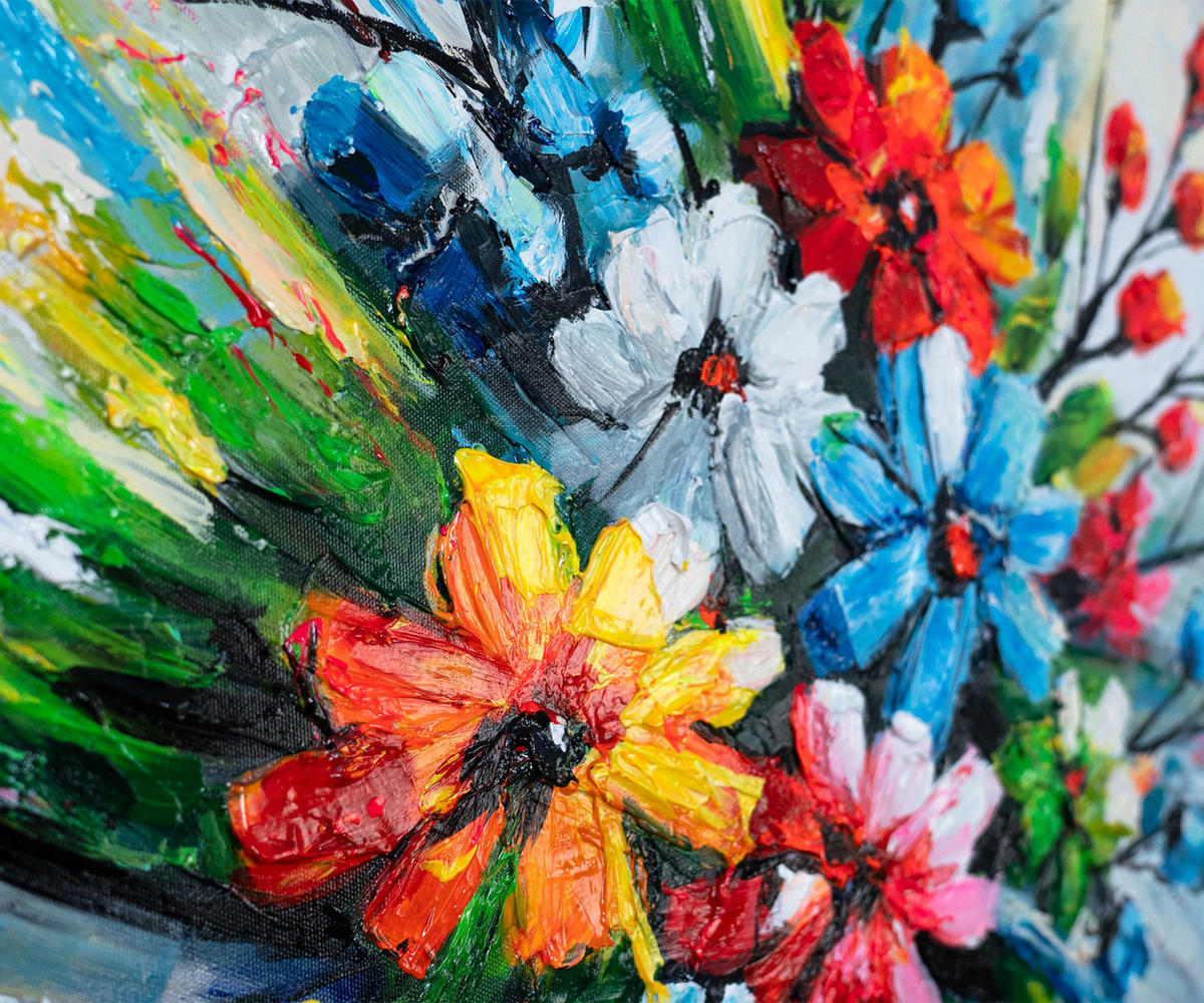 GEMÄLDE Heller Strauß auf Keilrahmen 115x50 cm - Multicolor, Holz (115/50cm) - YS-art gallery