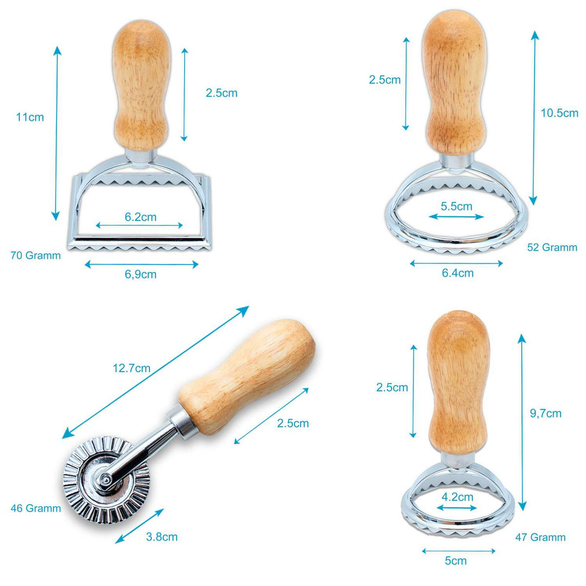 RAVIOLI AUSSTECHER Set (4-tlg) - Silberfarben, Metall (11.5/8.1/11.5cm) - Intirilife