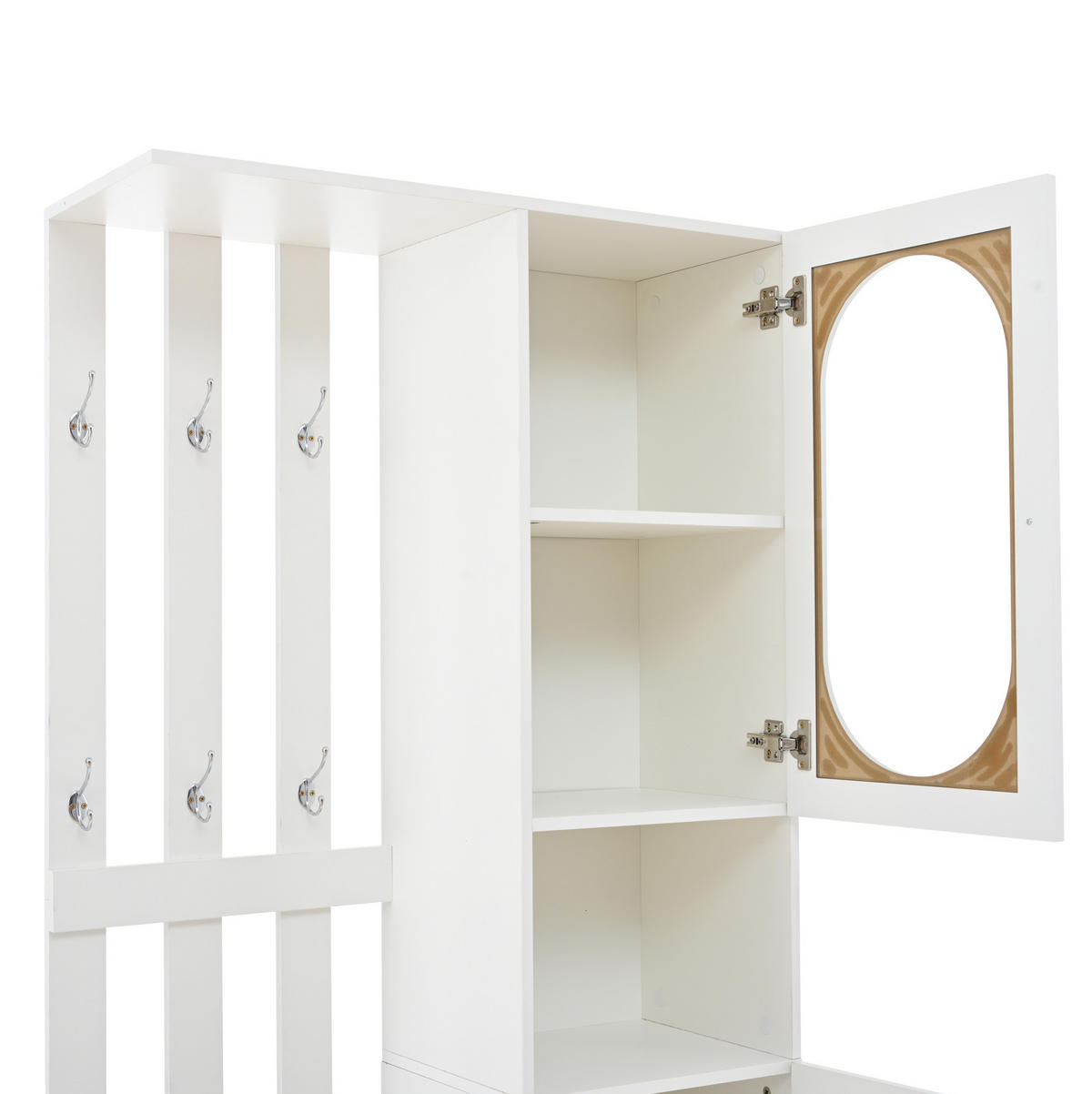 GARDEROBE mit Schuhbank 85 x 33,5 x 200 cm Weiß - Weiß, Holzwerkstoff (33.5/200/85cm) - Beauniv