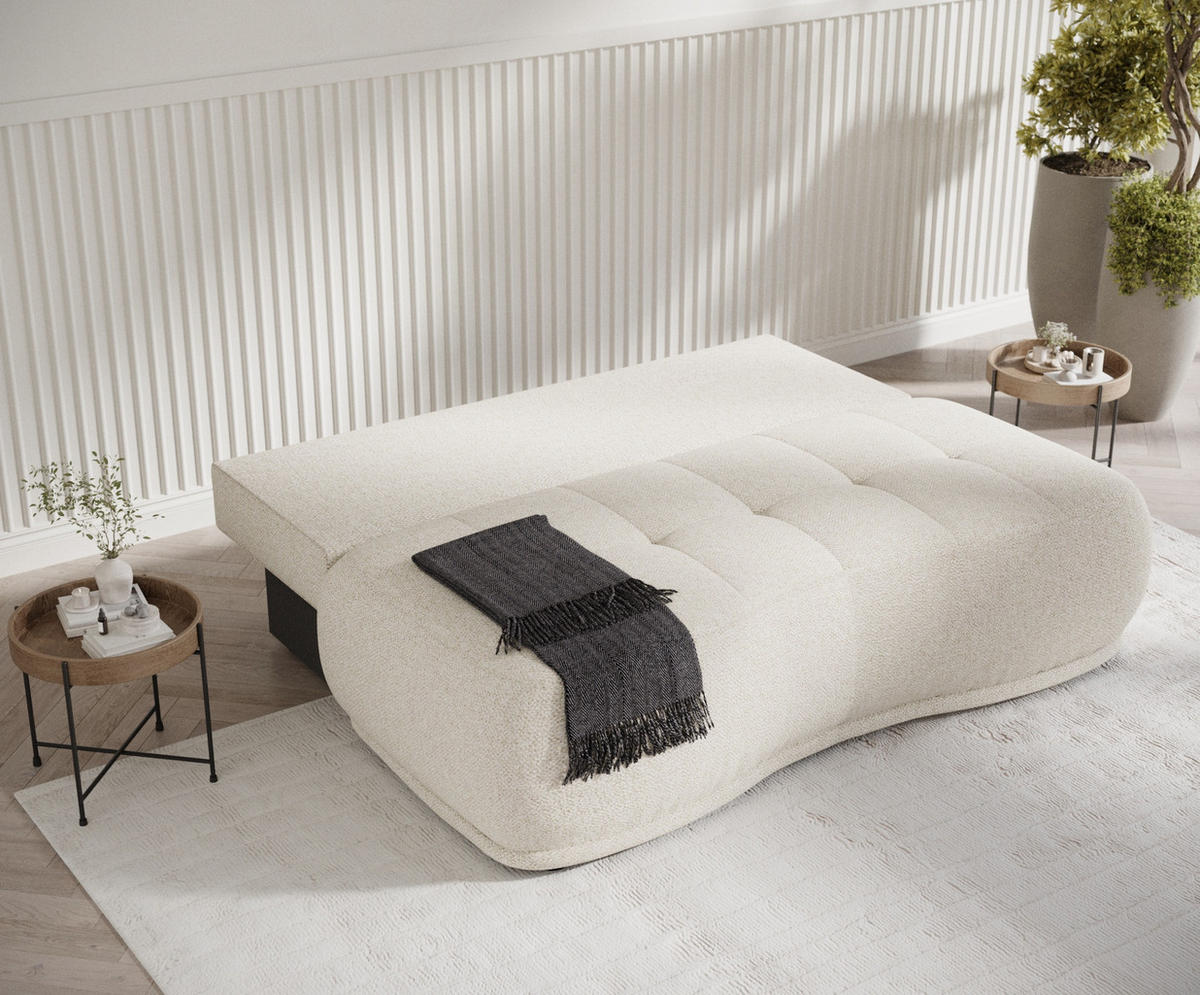 SCHLAFSOFA Cirrus Creme Plüschstoff - Creme/Schwarz, Holz/Holzwerkstoff (206/95/105cm) - Maison de Reve