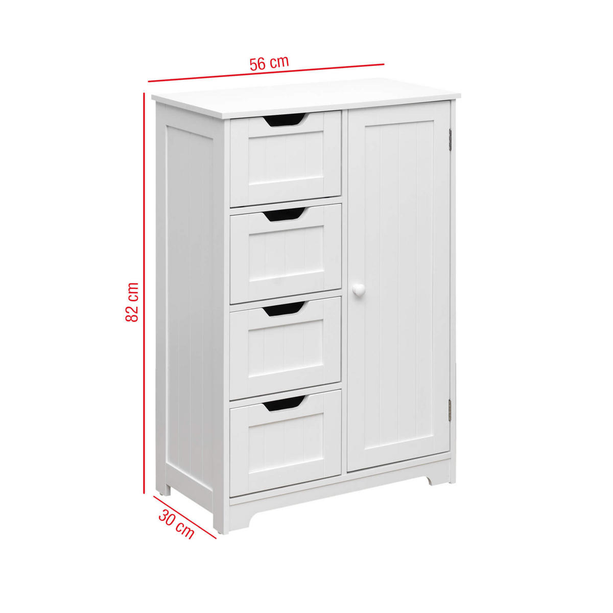 BADEZIMMERSCHRANK Weiß 30/56/82 cm - Weiß, Holzwerkstoff (30/82/56cm) - Mobili Rebecca