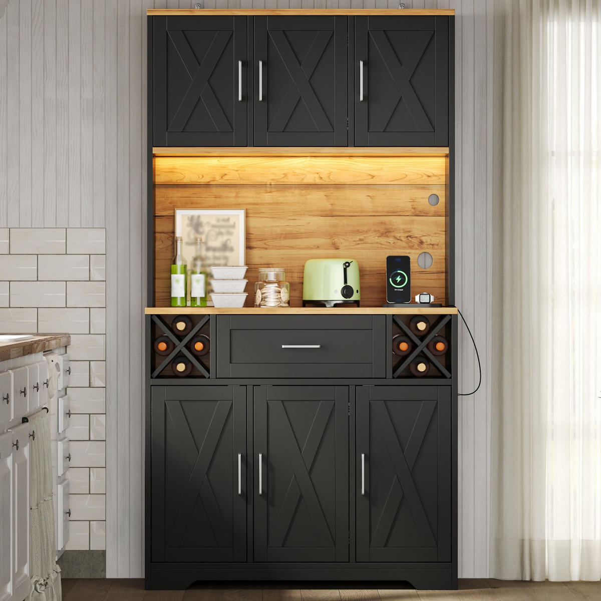 GESCHIRRSCHRANK Naturfarben 105/40/180 - Naturfarben, Holzwerkstoff (105/180/40cm)
