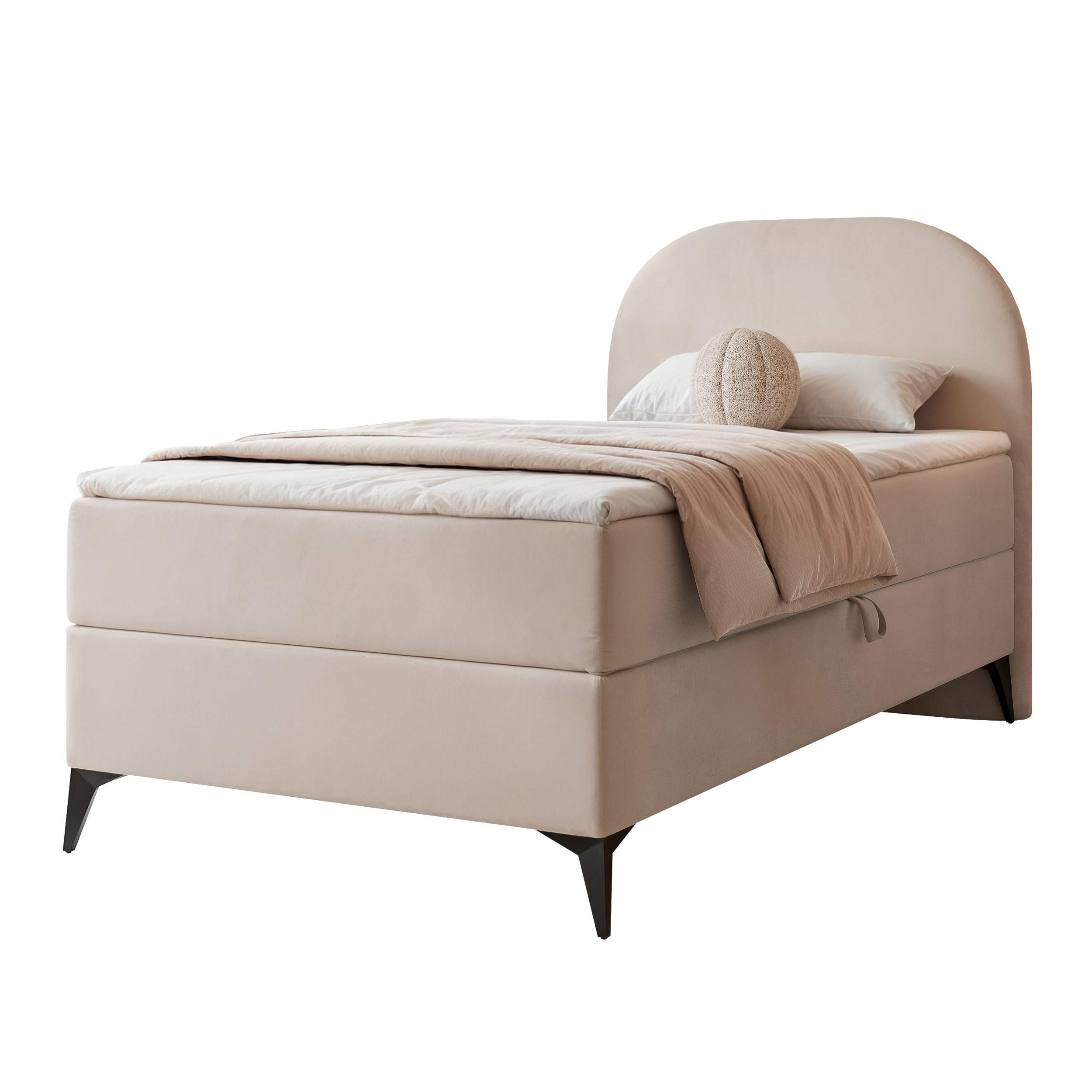 BOXBETT NOELIA 100/200 cm Öffnung rechts, mit Matratze, Creme - Creme, Holzwerkstoff/Textil (100/200cm) - Idohome