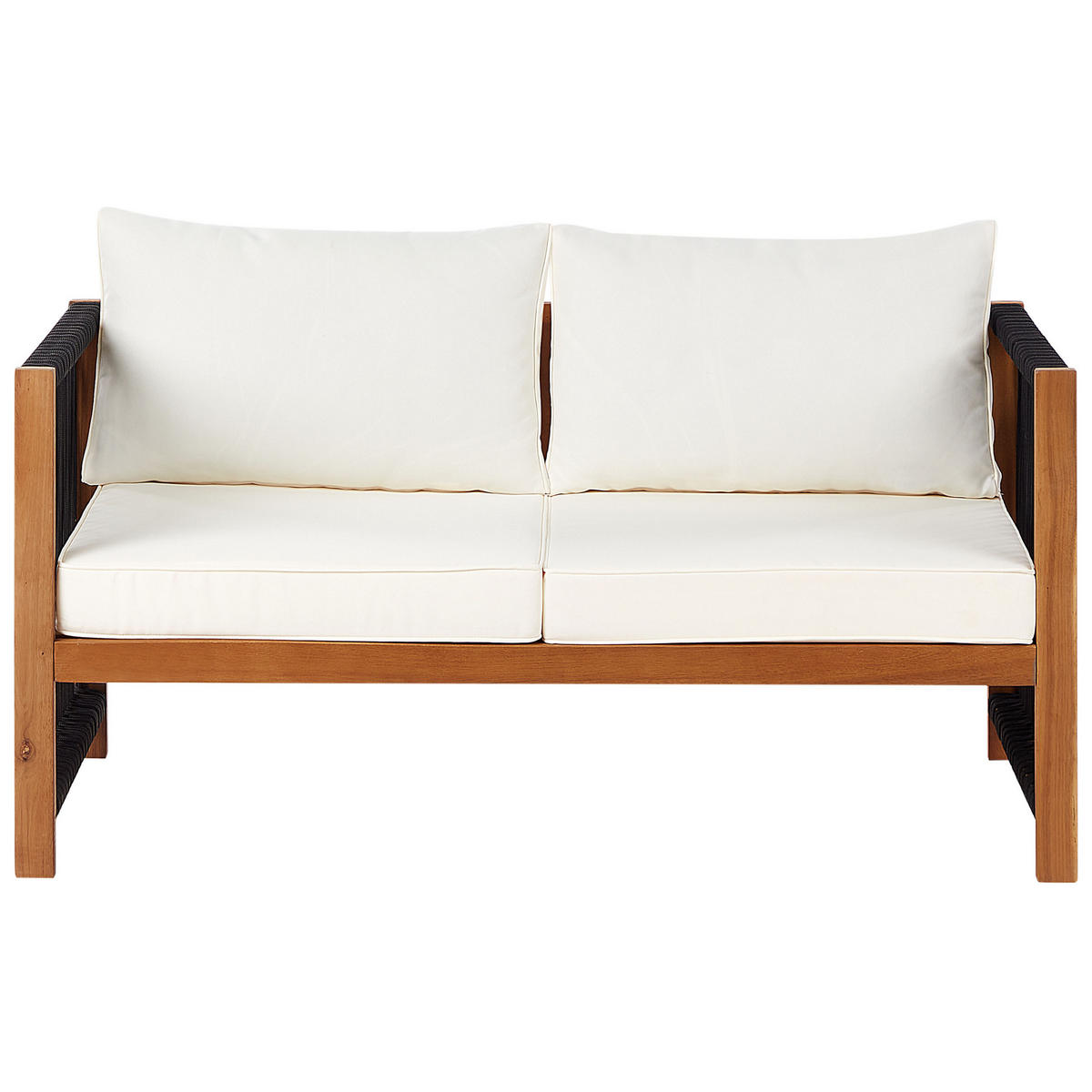 4-SITZER LOUNGE SET Akazienholz Schwarz Antria - Hellbraun/Schwarz, Holz - Beliani