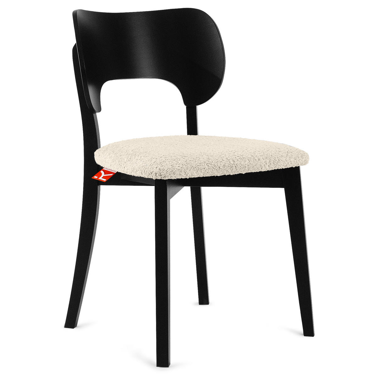 HOLZSTUHL LYCO Esstischstühl 2-er Set, Bouclé - Creme/Schwarz, Holz/Textil (47/80.5/45cm) - KONSIMO®