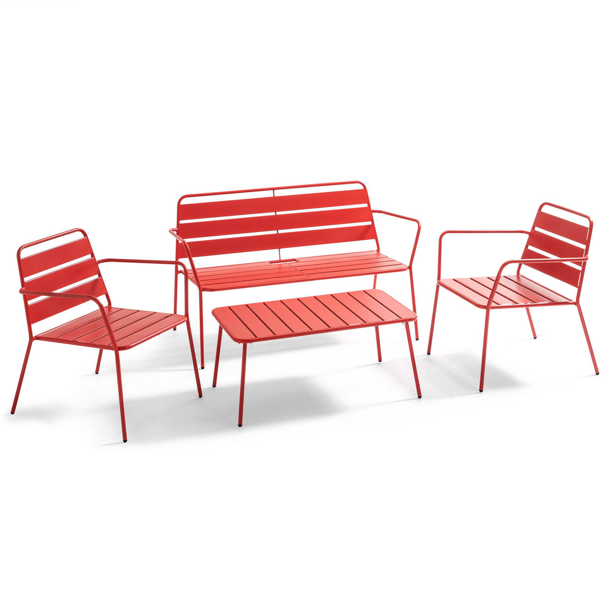 GARTEN-LOUNGETISCH, Rot - Rot, Metall (90/50/40cm) - Oviala