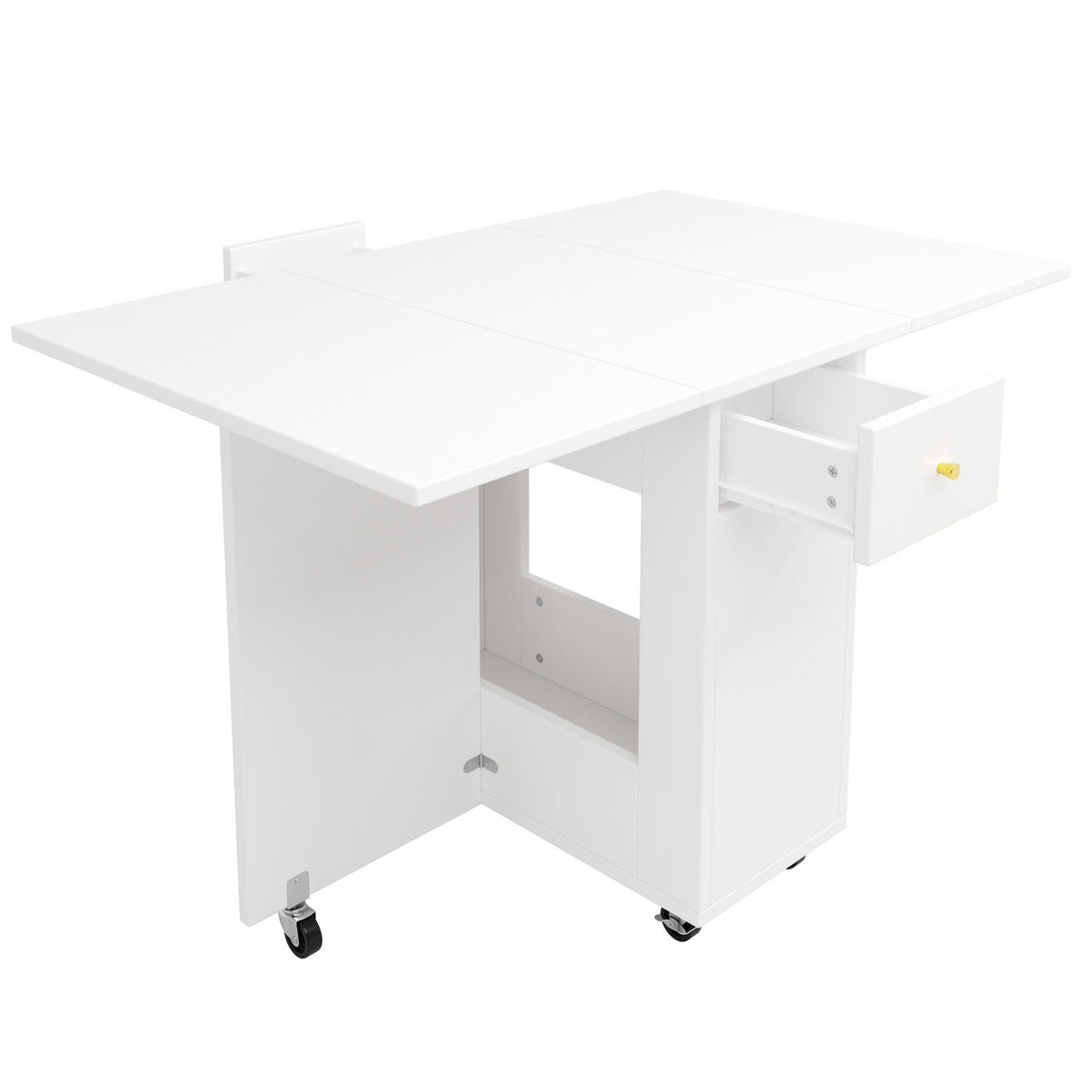 KÜCHENSCHRANK-SET aus MDF 120x45x180 cm Weiß mit klappbarem Esstisch 120x75x75 cm - Weiß, Holzwerkstoff (120/180/45cm) - IVMEU