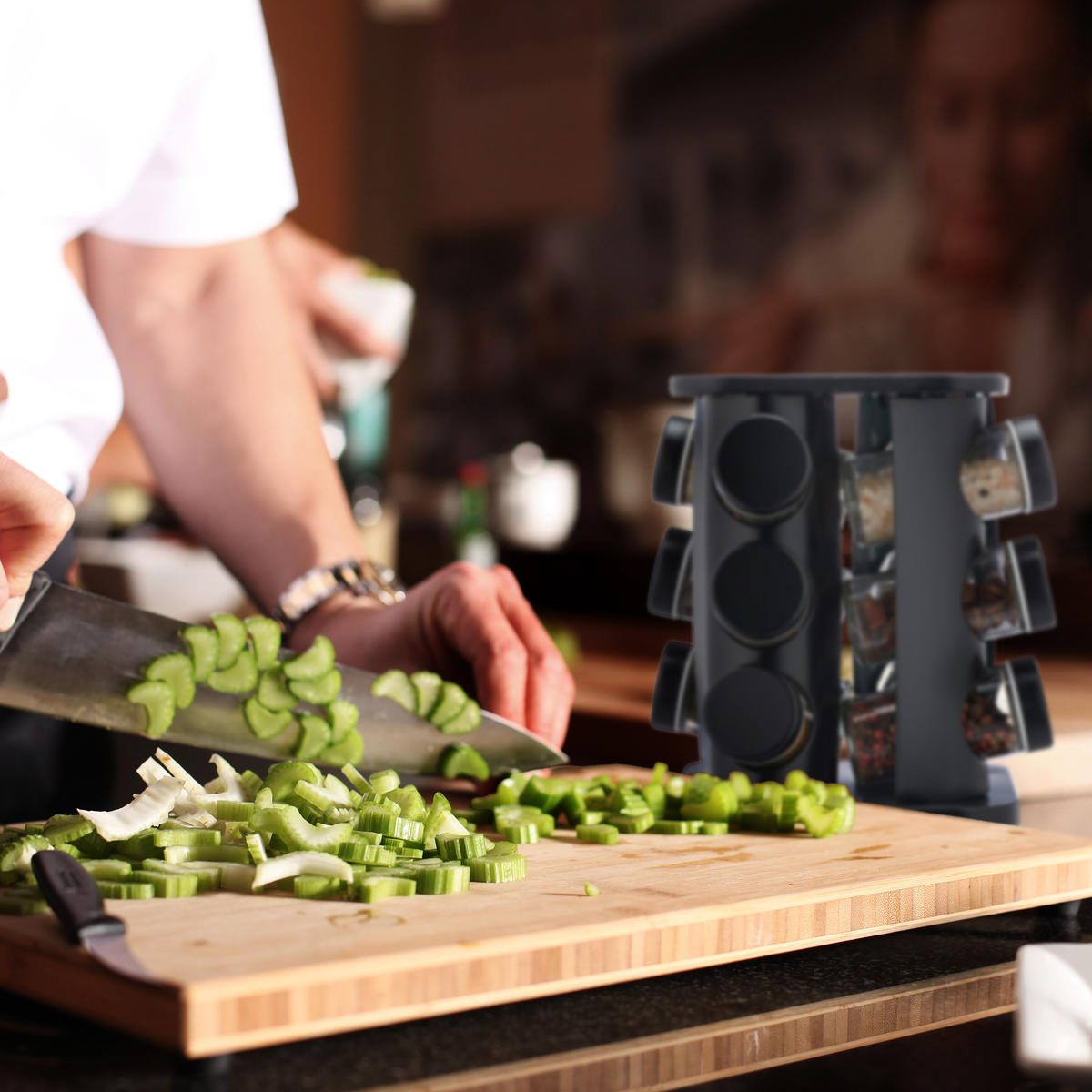 13-DIELNY stojan na korenie - viacfarebná, kov/sklo (20/22/20cm) - Relaxdays