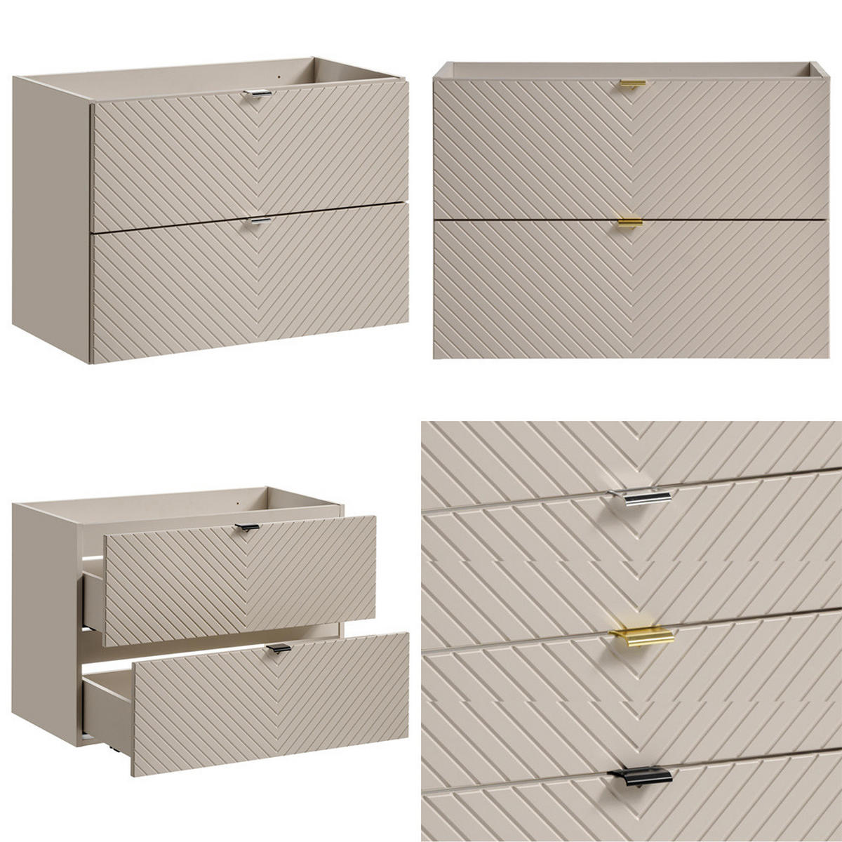 BADMÖBEL-SET 3-TLG. Veracruz-56 - Beige, Holzwerkstoff (140/200/40cm) - Lomado