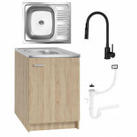 SPÜLUNTERSCHRANK 60cm mit Spüle + Armatur Sonoma-Eiche - Sonoma Eiche, Holzwerkstoff (60/82/50cm) - Stamar
