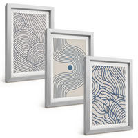 BILDER SET 3er Set - 20x30 cm Silberner Rahmen - Abstrakte Linien, Wellenformen - Silberfarben, Kunststoff (20/30cm) - TULUP