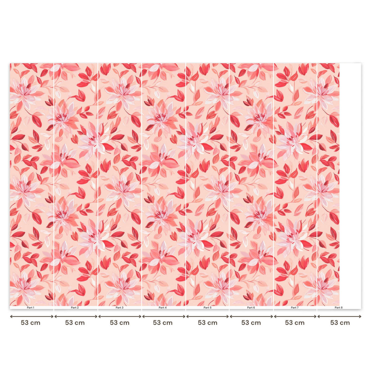 TAPETE - Botanisch - Blumen - Rot - 400x300 cm - Koralle, Papier (400/300cm) - OnlyWow