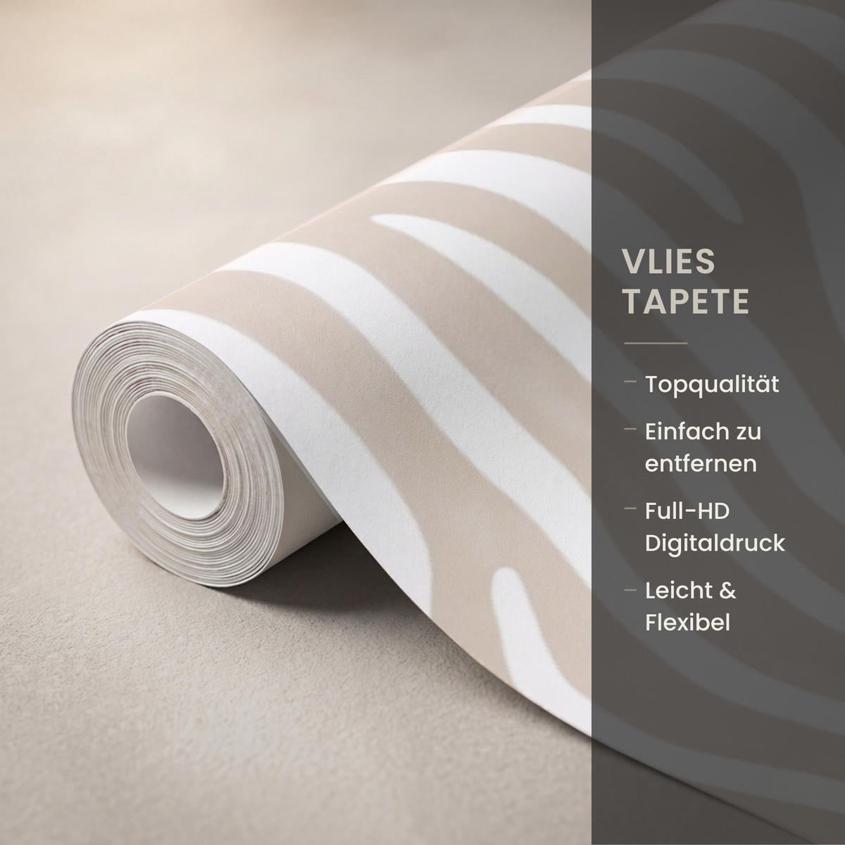 TAPETE - Abstrakt - Zebra - Beige - 400x200 cm - Beige, Papier (400/200cm) - OnlyWow