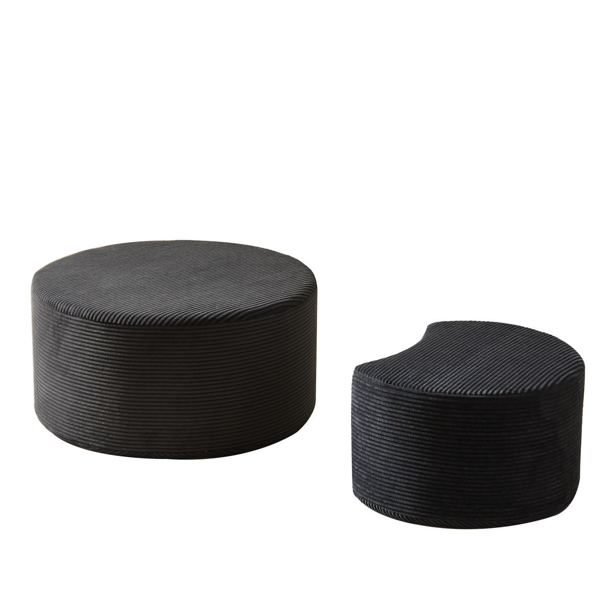 COUCHTISCH-SET aus Stoff Schwarz ohne Montage, 2-teilig, gepolstert und vielseitig nutzbar - Schwarz, Holzwerkstoff (127/81/40cm) - Modfu