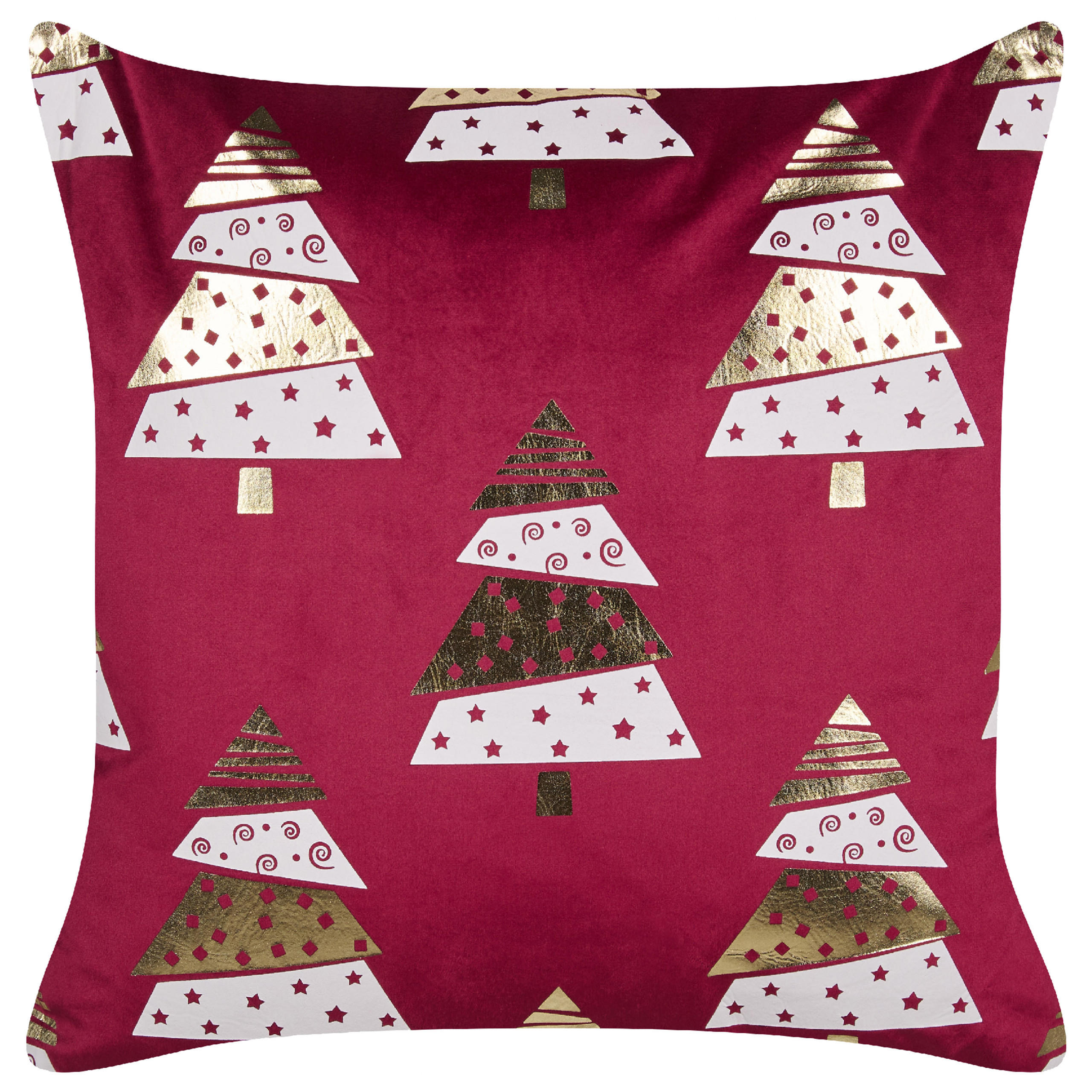 DEKOKISSEN 2er-Set Rot 45/45 cm Goldspruce - Rot, Textil (45/45cm) - Beliani