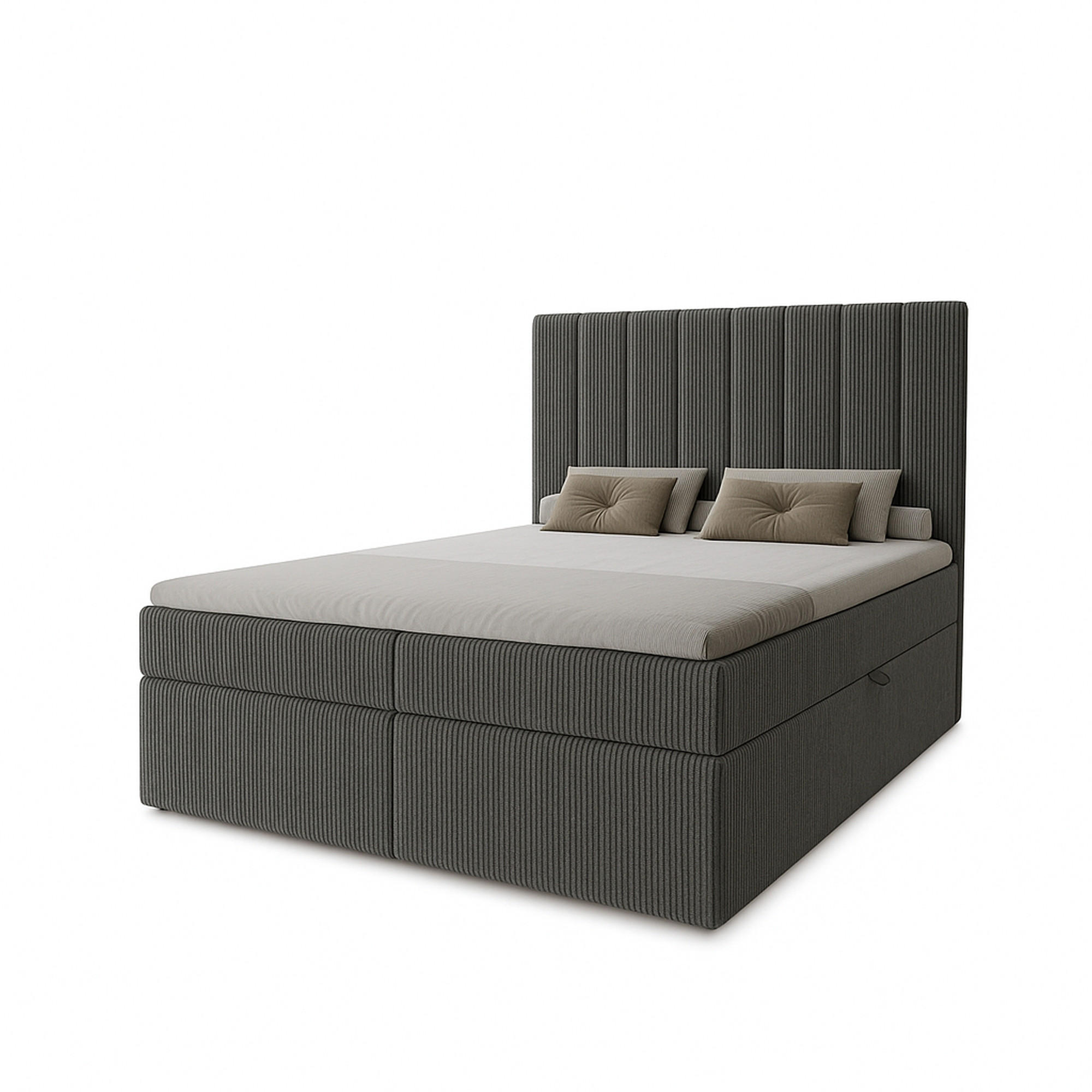 BOXBETT Nero mit 2 Bettkästen, 120x200, Dunkelgrau, Cordstoff, Doppelbett mit Bonell-Matratze - Dunkelgrau, Holz/Kunststoff (120/200cm) - Marpur