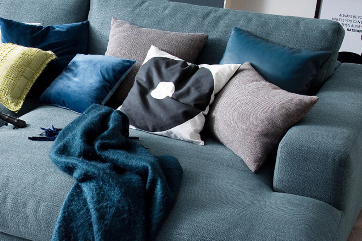 BIG SOFA MADELINE Petrol Webstoff - Petrol/Schwarz, Kunststoff/Textil (290/85/170cm) - KAWOLA
