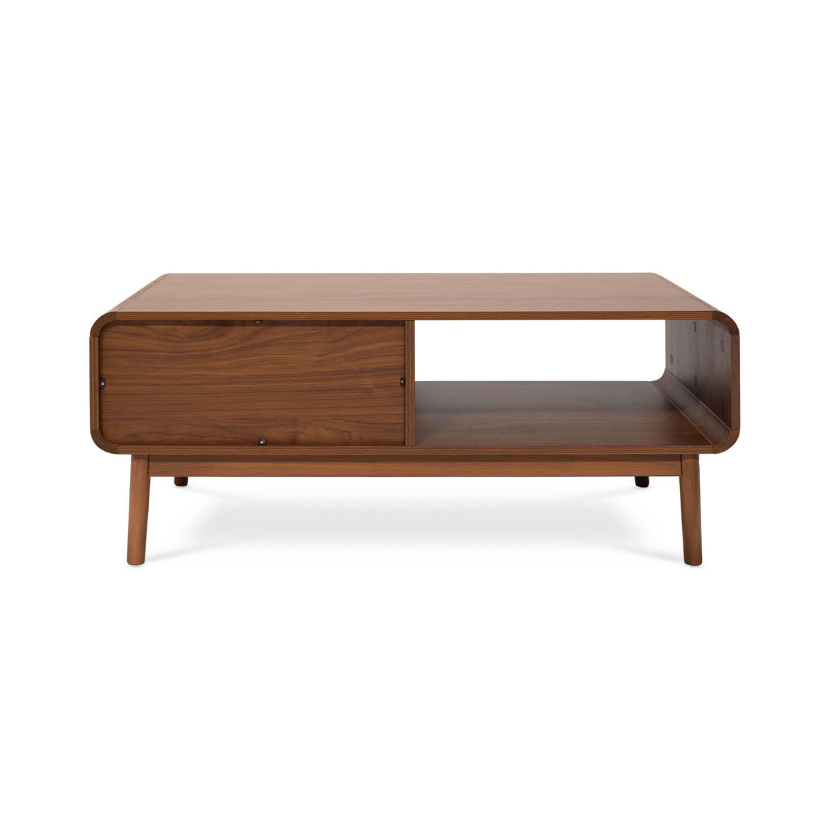COUCHTISH Milo Couchtisch aus Walnussholz, Retro-Stil - Braun, Holz (105/50/45.5cm) - Sicaan