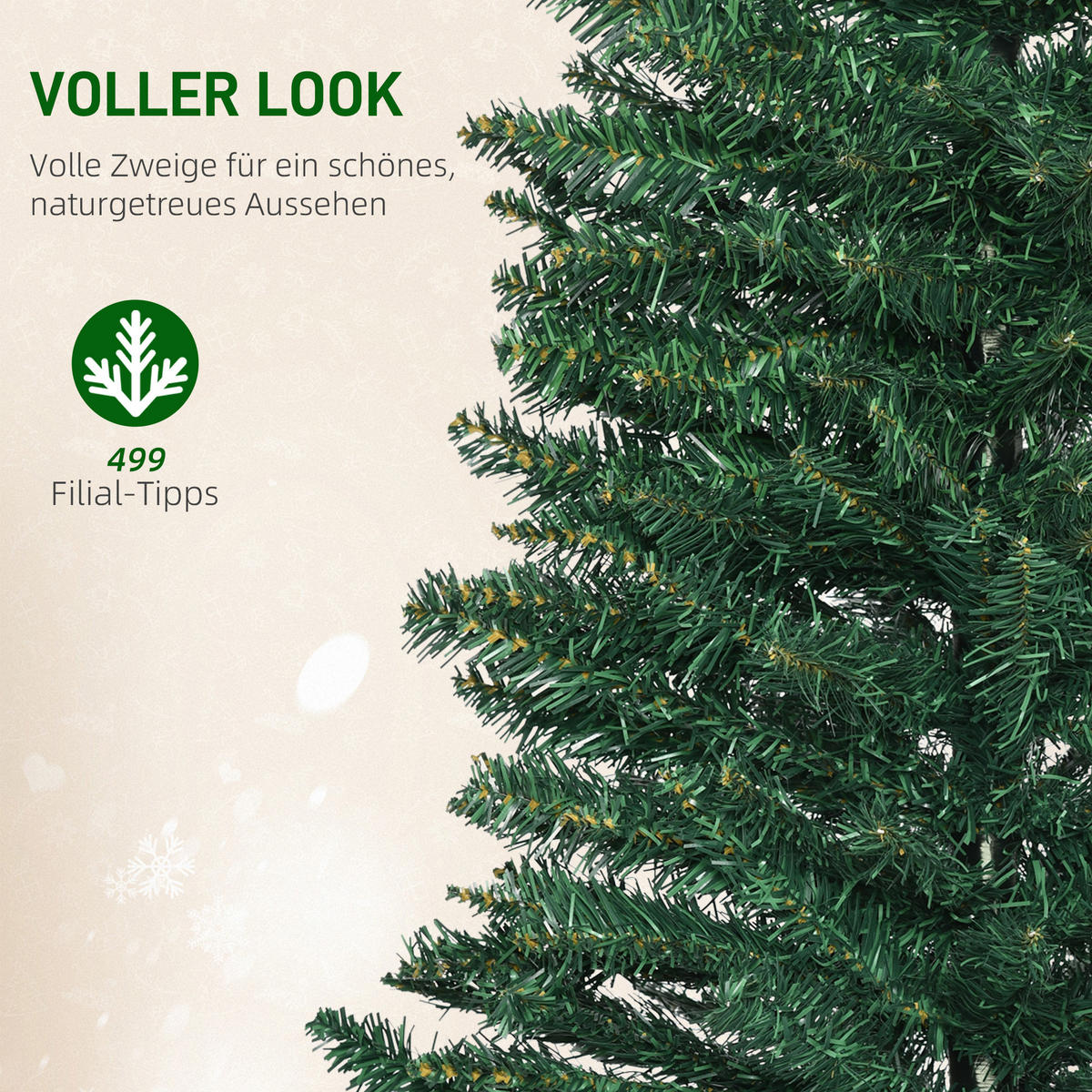 WEIHNACHTSBAUM 499 Spitzen Tannenbaum mit Kunststoffständer Grün - Grün, Kunststoff (210cm) - HOMCOM