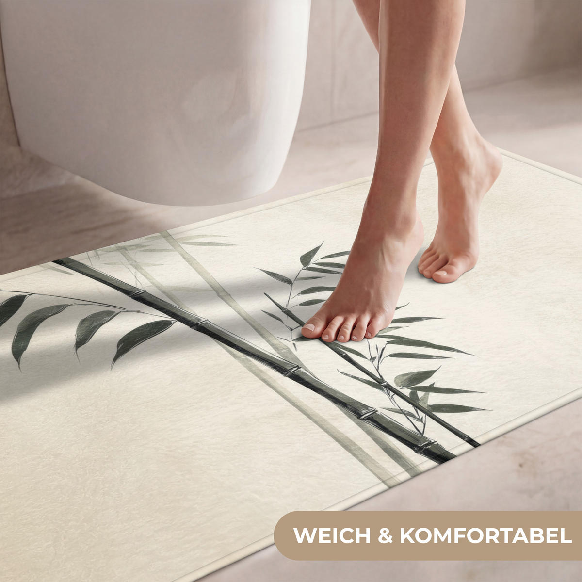 WC PŘEDLOŽKA Japandi - Bambus - béžová 120x60 cm - ecru, textil/plast (120/1cm) - OnlyWow