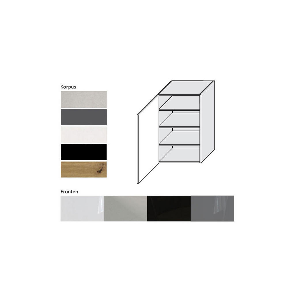 Thumbnail - Feldmann-Wohnen Küchenhängeschrank, Schwarz Hochglanz, Schwarz, Holz, 3 Fächer, Rechteckig, 60x96x32.5 cm, Küchen, Küche...