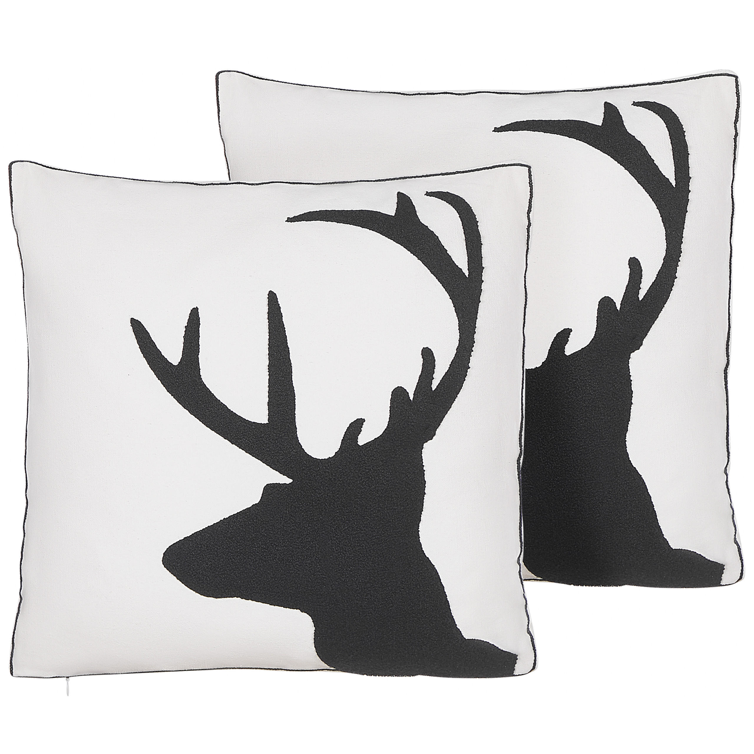 DEKOKISSEN 2er-Set Weiß 45/45 cm Shadrack - Weiß, Naturmaterialen/Textil (45/45cm) - Beliani