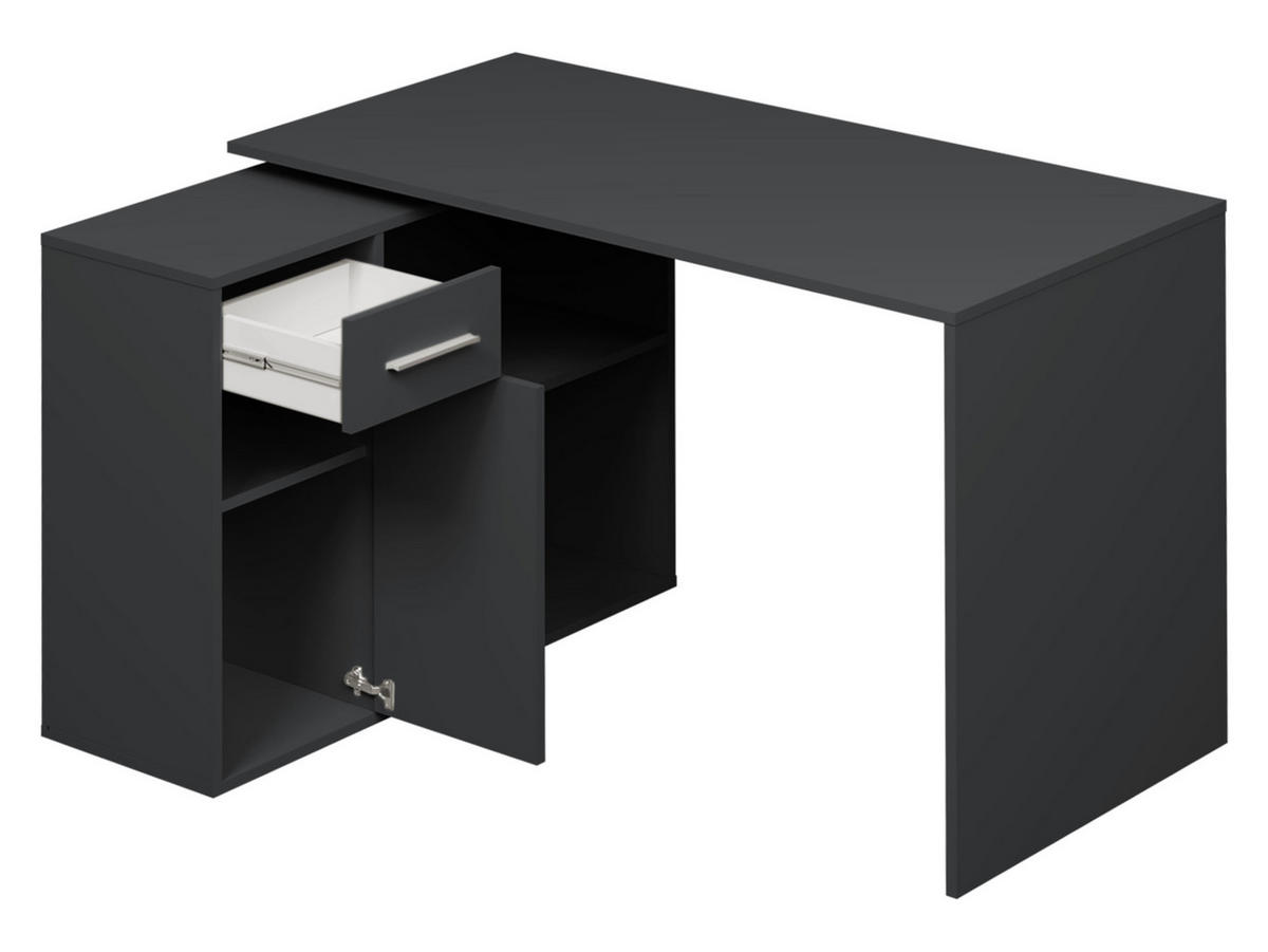 ECKSCHREIBTISCH Marco - Anthrazit/Silberfarben, Holzwerkstoff/Kunststoff (92/120/74cm) - MIRJAN24
