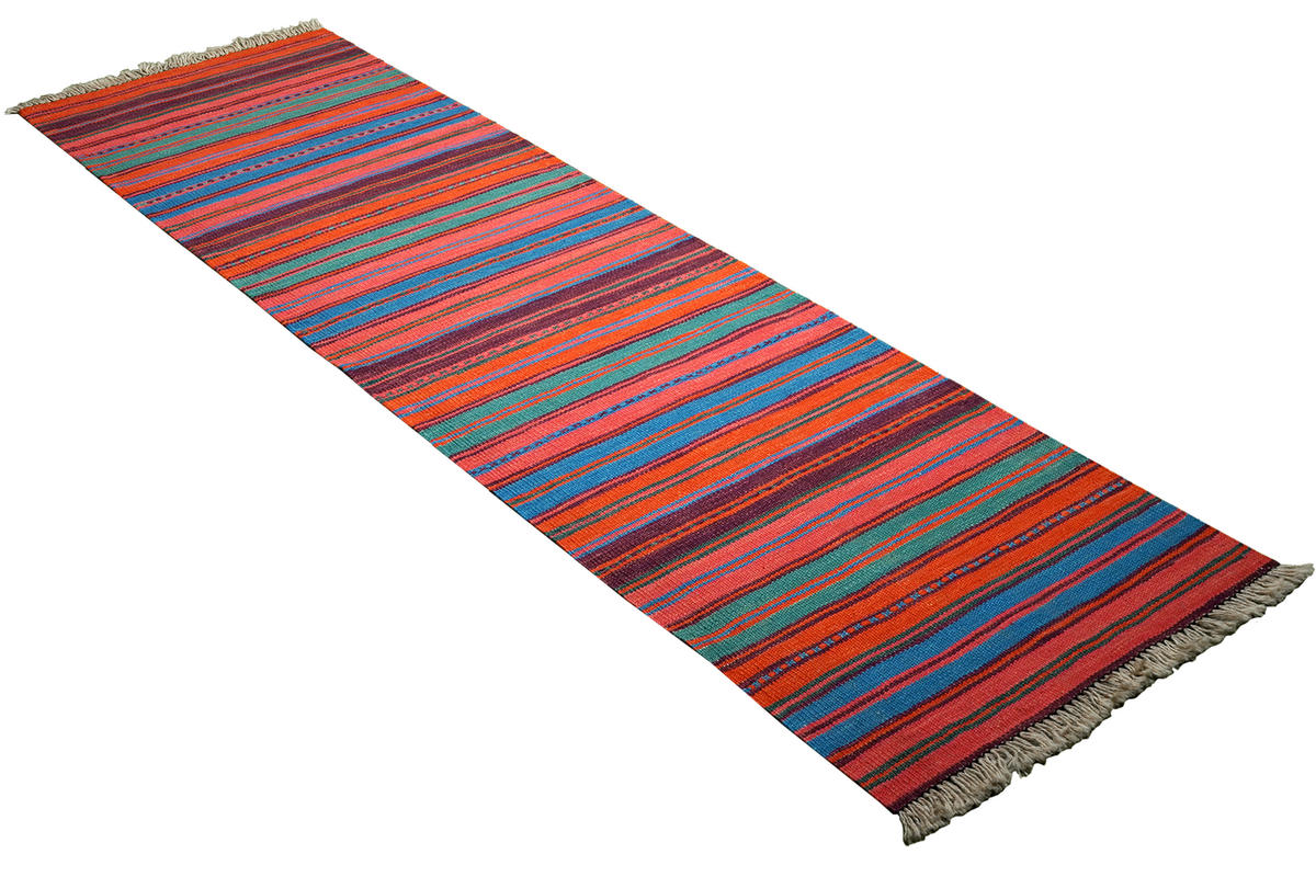 HANDWEBTEPPICH Kelim Gashgai Mehrfarbig 200/60 cm Schurwolle - Multicolor, Textil (60/200cm) - Looma
