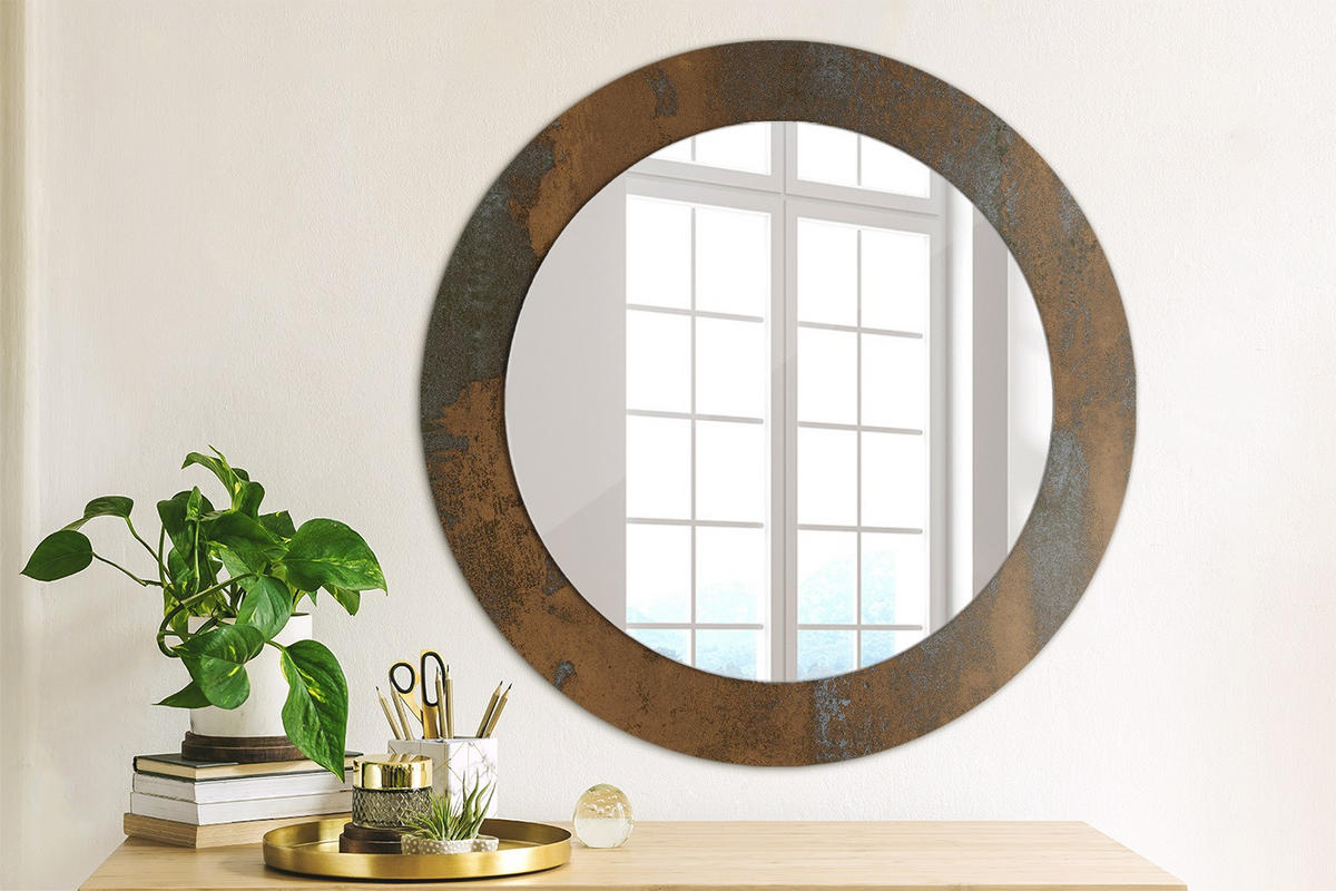 SPIEGEL Ø60 cm Rund mit Aufdruck - Braun, Glas (60/60/0.4cm) - TULUP