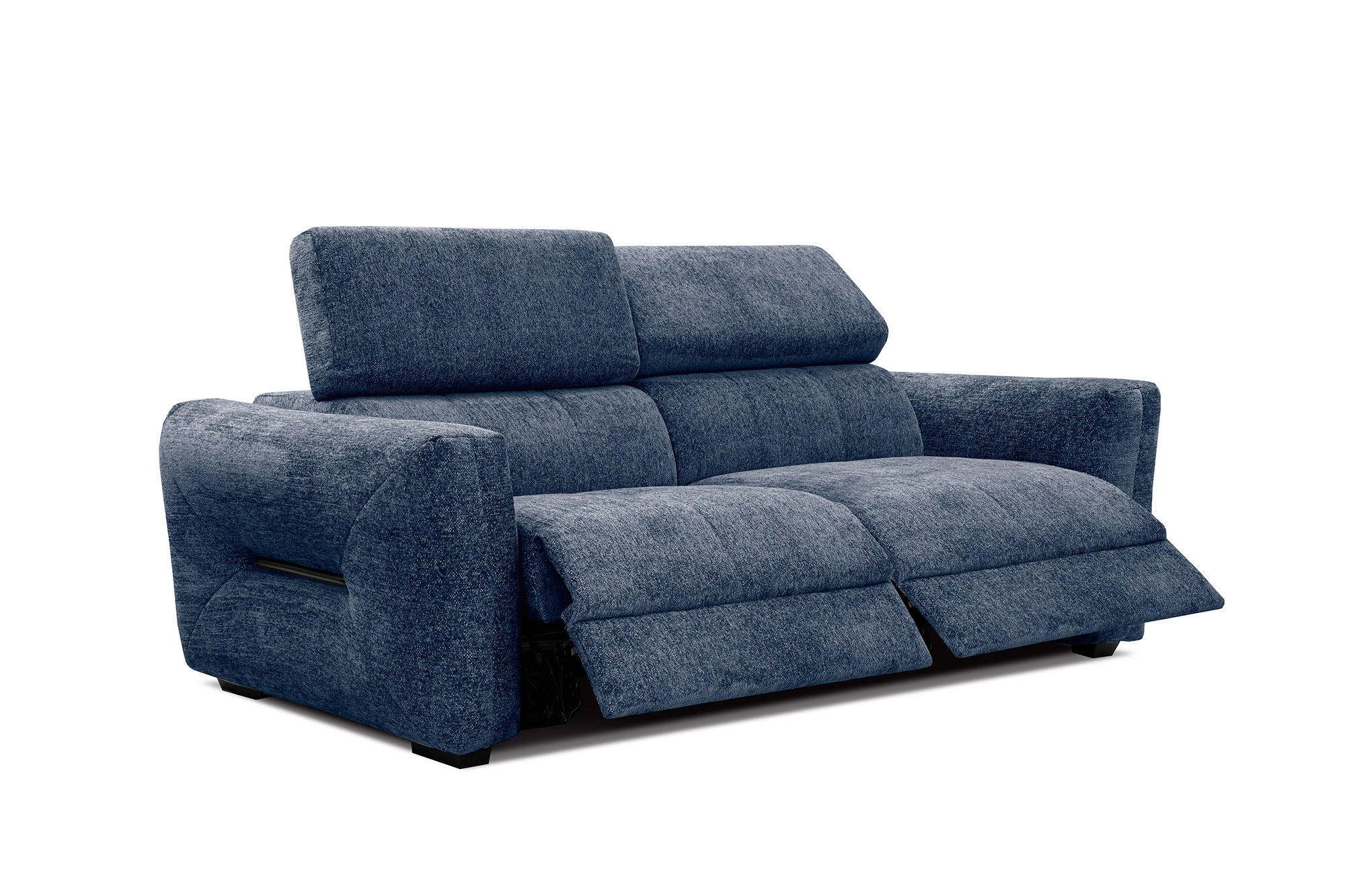 SOFA CALVERA 3-Sitzer mit 2 Relaxfunktionen, dunkelblau - Dunkelblau, Holzwerkstoff/Textil (204/79/106cm) - Courtois Laville