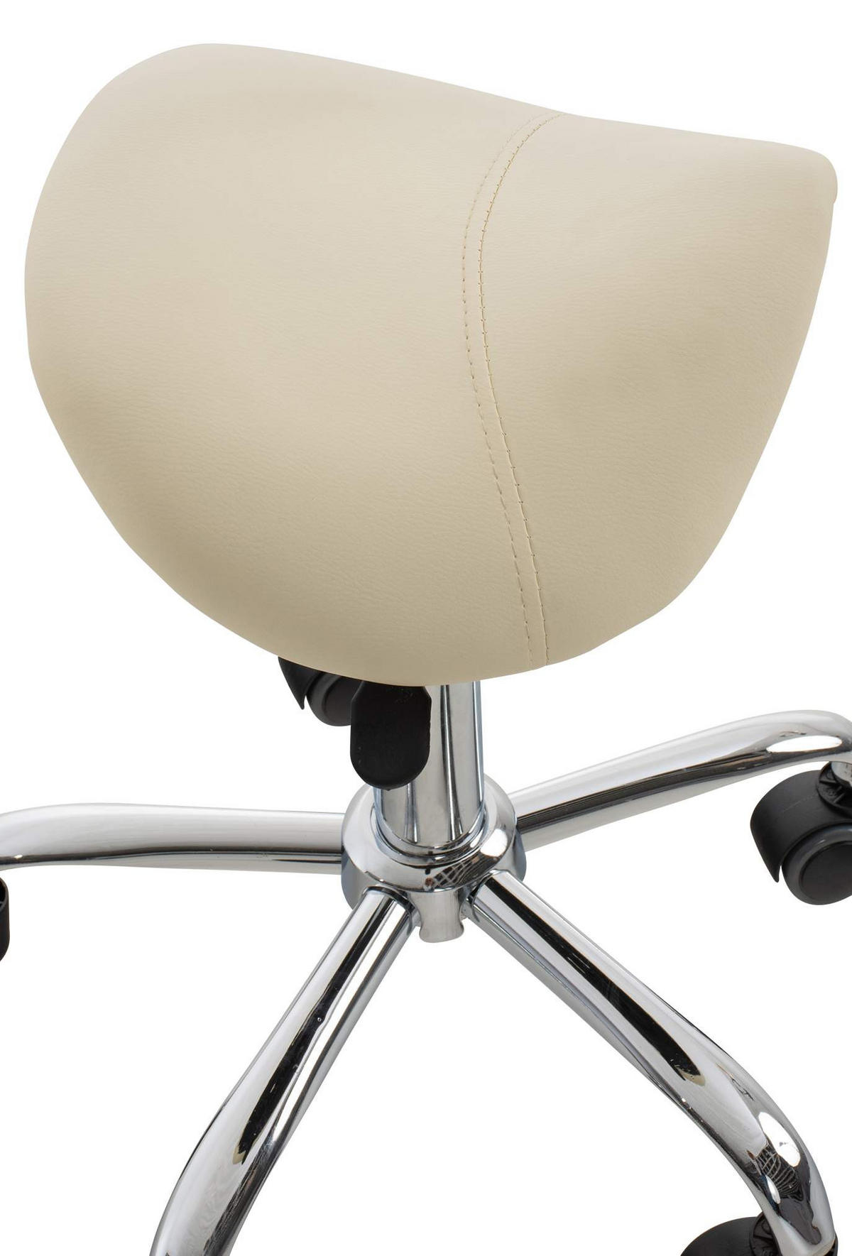 HOCKER Lederlook creme - Chromfarben/Creme, Textil/Metall (46/53/46cm) - CLP