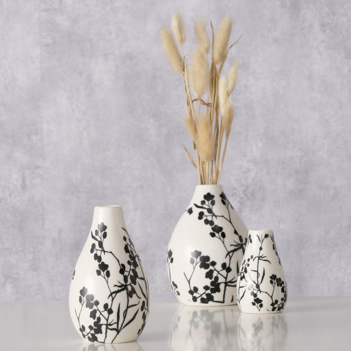 VASE handbemalt Berries - Weiß, Keramik (12cm) - Boltze Home