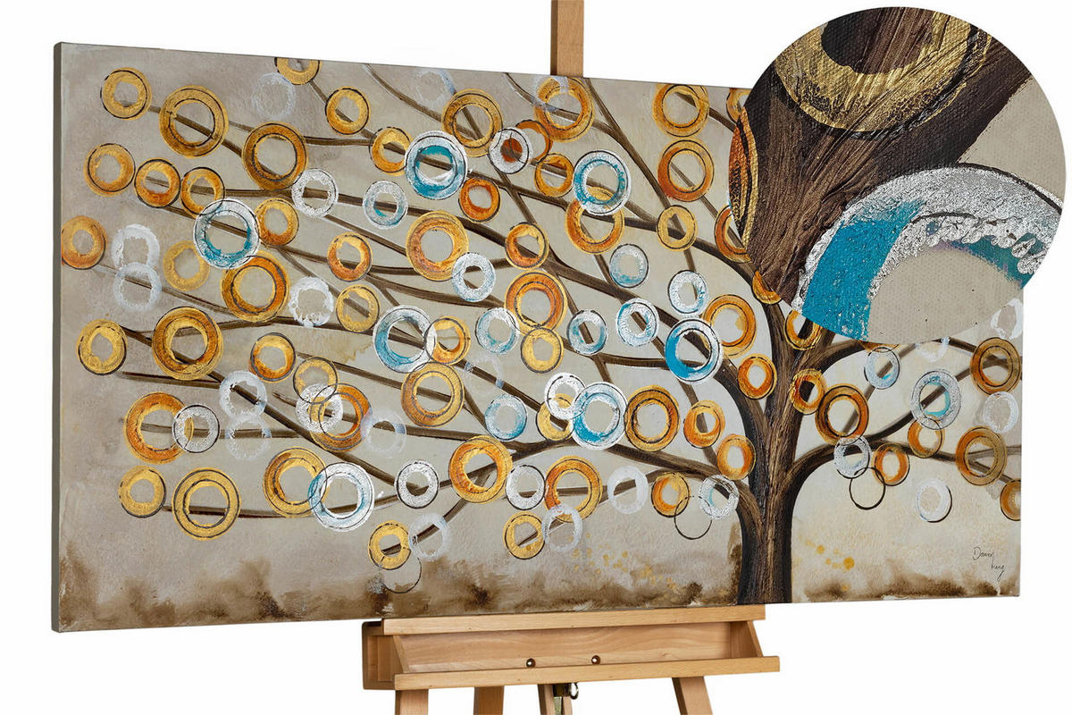 ACRYLBILD HANDGEMALT 140/70 cm - Beige/Kupferfarben, Holz/Textil (140/70cm) - KUNSTLOFT