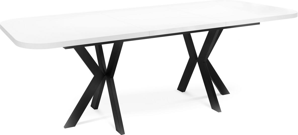 ESSTISCH Olivia ausziehbar rechteckig, Weiß 200-280/100/76 - Schwarz/Weiß, Holzwerkstoff/Metall (200/100/76cm) - WFL GROUP