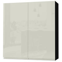 HÄNGESCHRANK Florence W4/90 Schwarz / RAL 1013 perlweiß HG 90 / 32,5 / 96cm - Weiß Hochglanz/Schwarz, Holz/Holzwerkstoff (90/96/32.5cm) - Feldmann-Wohnen