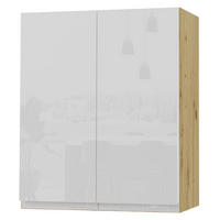 HÄNGESCHRANK Florence W3/60 Eiche Artisan / RAL 9003 signalweiß HG 60 / 32,5 / 72cm - Weiß Hochglanz/Eiche Artisan, Holz/Holzwerkstoff (60/72/32.5cm) - Feldmann-Wohnen