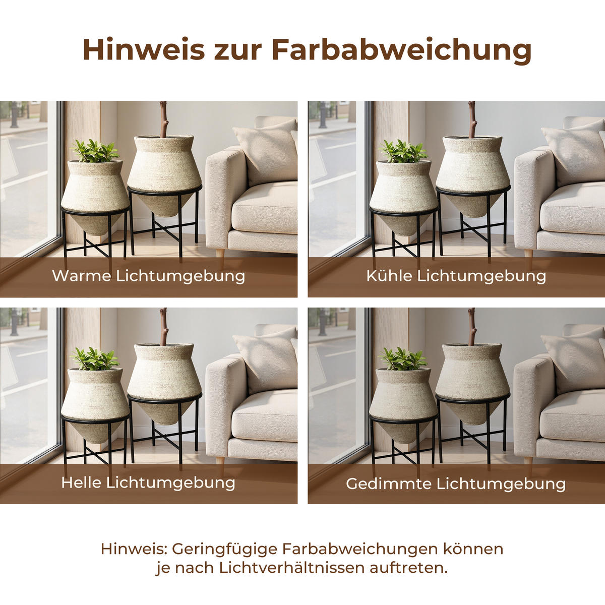 BLUMENTOPF Set 2er aus Eisen, Durchmesser 31& 25cm - Beige, Metall (40/62/40cm) - Hometopia