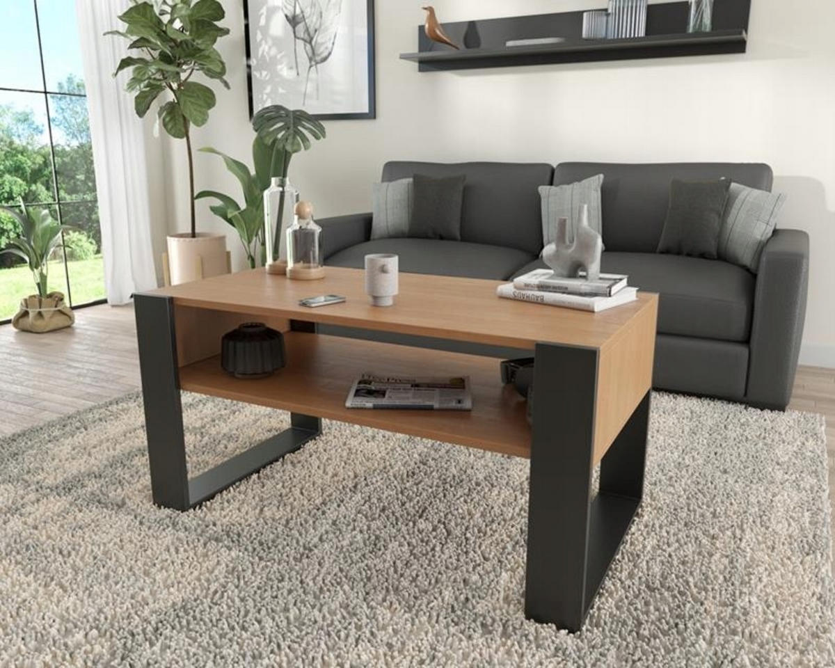 COUCHTISCH KAJA Erle-Schwarz 100/53,6/50 cm - Erlefarben, Holzwerkstoff (53.6/100/50cm) - Matkam Möbel