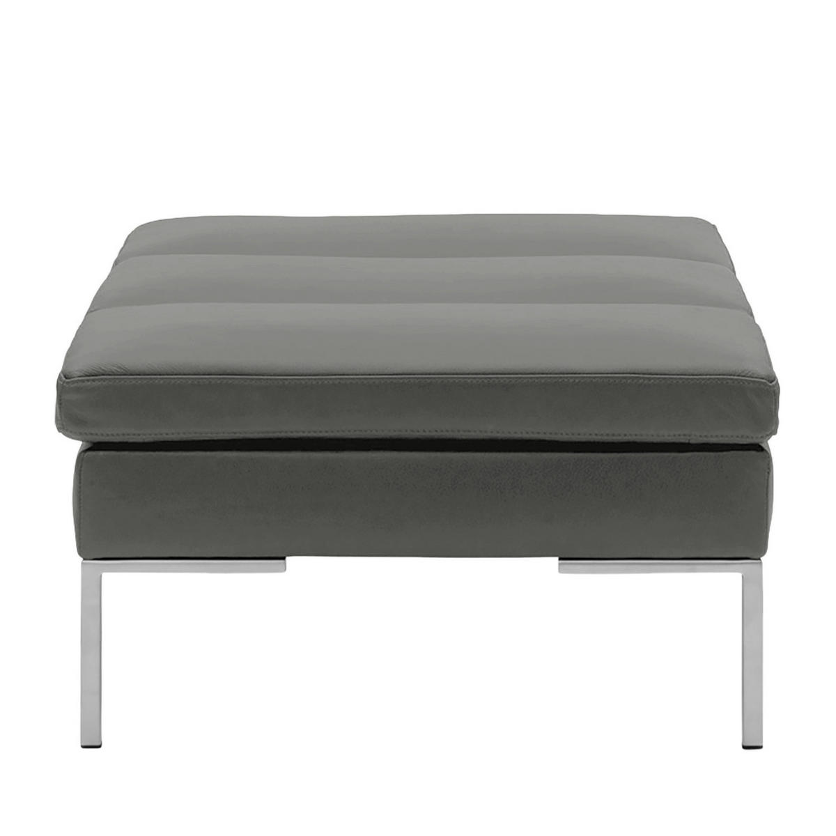 POLSTERHOCKER - Chromfarben/Grau, Leder/Metall (108/40/69cm) - home24