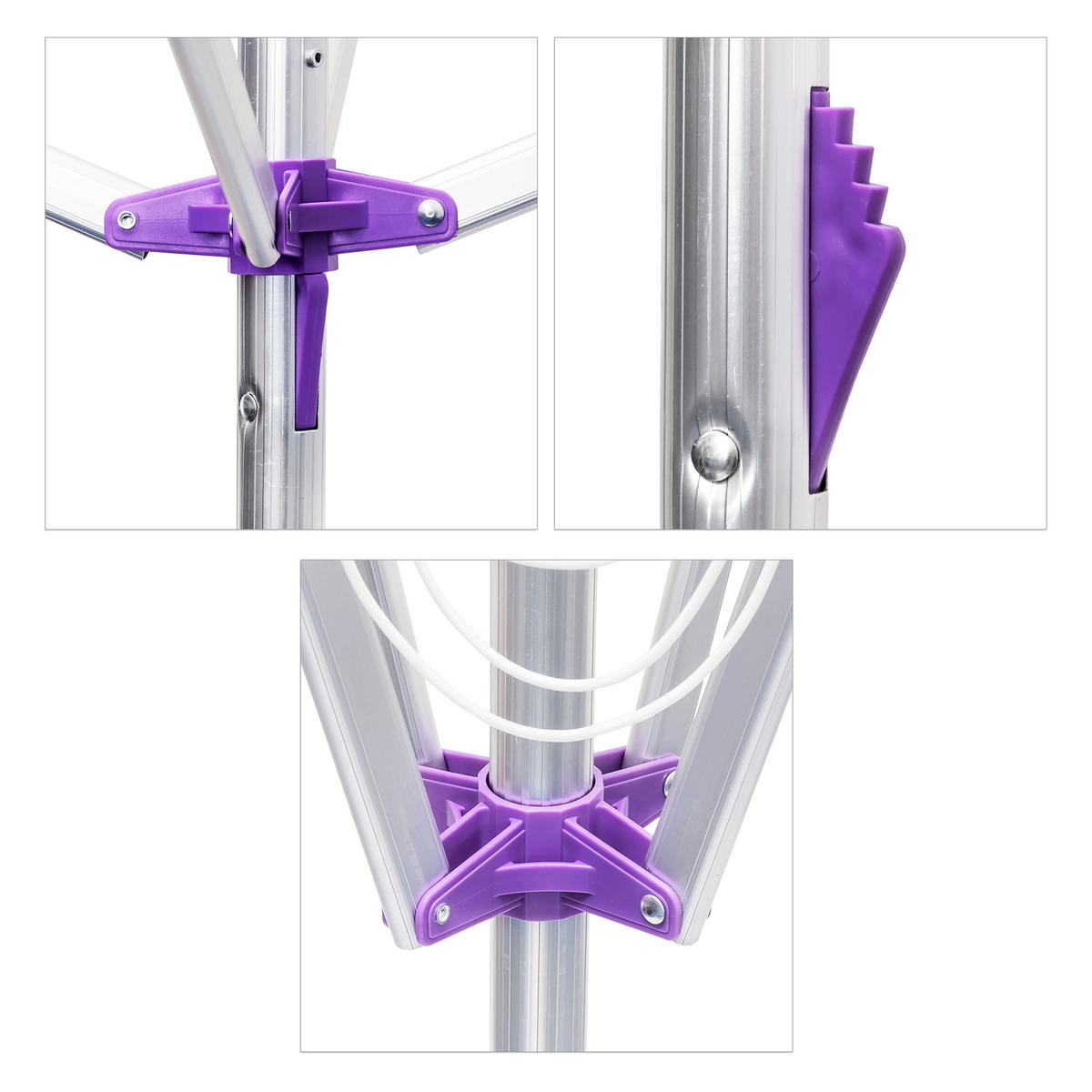 ROTAČNÁ sušička - strieborná, kov/plast (167/158/167cm) - Relaxdays