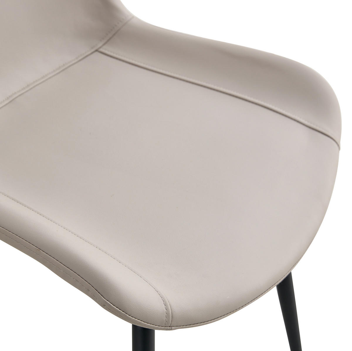 ESSZIMMERSTUHL 4er-Set mit Rückenlehne Kunstleder Warmgrau Metall Schwarz - Beige, Metall (47/83/50cm) - Meubliv
